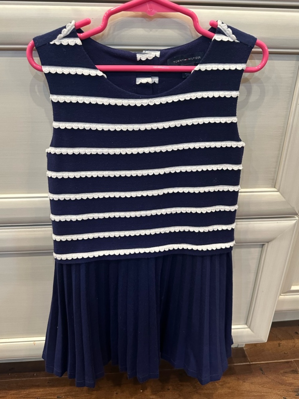 EUC Tommy Hilfiger Little Girl sleeveless Dress Navy Blue, XS (4-5)